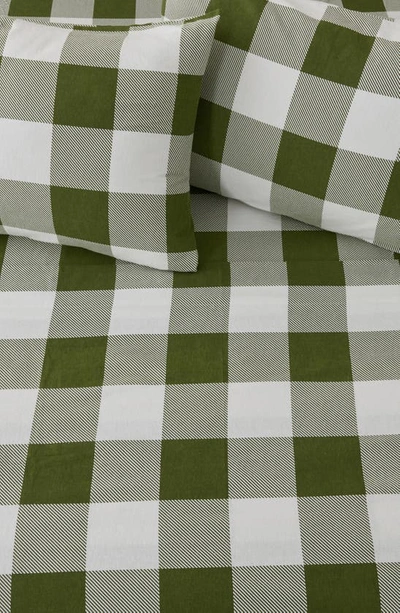 Shop Woven & Weft Turkish Cotton Flannel Sheet Set In Buffalo Check - Green