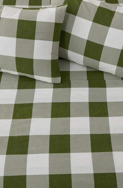 Woven & Weft Turkish Cotton Flannel Sheet Set In Buffalo Check - Green