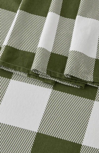 Shop Woven & Weft Turkish Cotton Flannel Sheet Set In Buffalo Check - Green