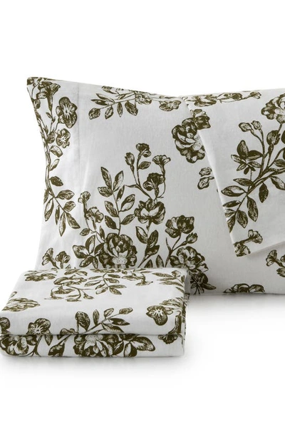 Woven & Weft Turkish Cotton Flannel Sheet Set In Toile - Olive