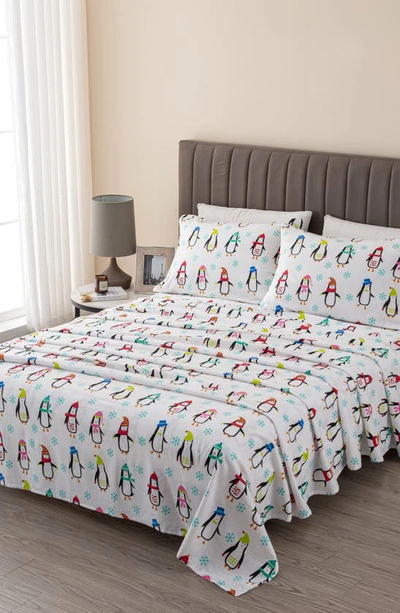 Woven & Weft Turkish Cotton Flannel Sheet Set In Penguins
