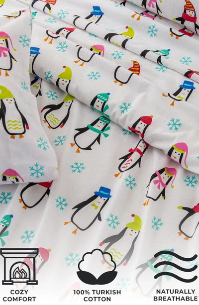 Woven & Weft Turkish Cotton Flannel Sheet Set In Penguins