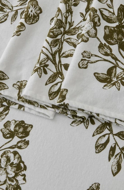 Shop Woven & Weft Turkish Cotton Flannel Sheet Set In Toile - Olive