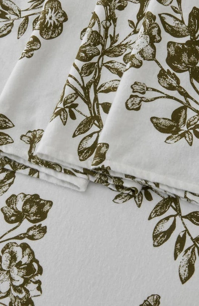 Woven & Weft Turkish Cotton Flannel Sheet Set In Toile - Olive