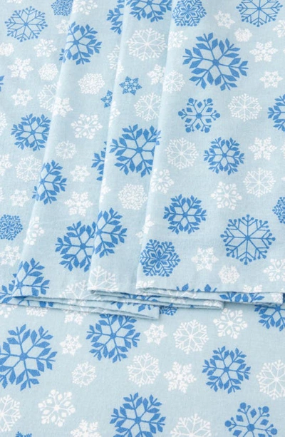 Woven & Weft Turkish Cotton Flannel Sheet Set In Blue Snowflake