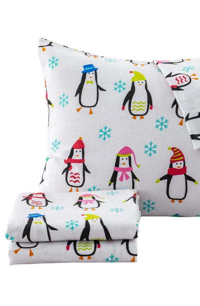 Woven & Weft Turkish Cotton Flannel Sheet Set In Penguins