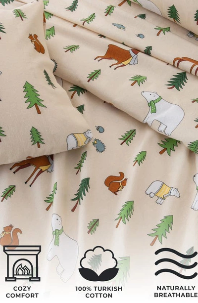 Shop Woven & Weft Turkish Cotton Flannel Sheet Set In Wildlife