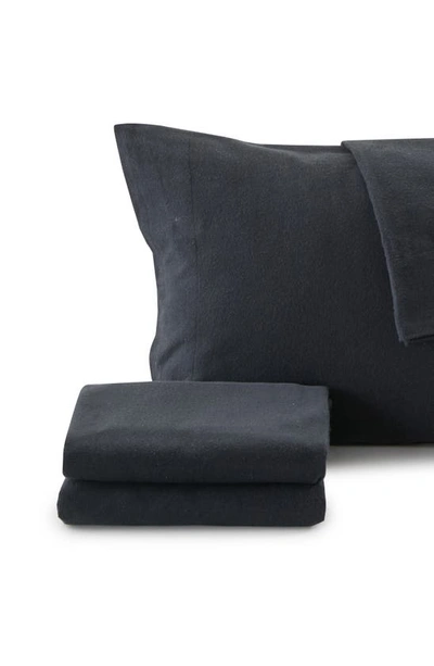 Woven & Weft Cotton Solid Flannel Sheet Set In Black