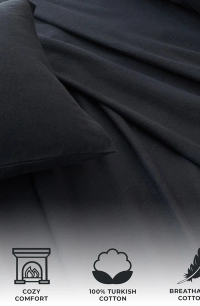Woven & Weft Cotton Solid Flannel Sheet Set In Black