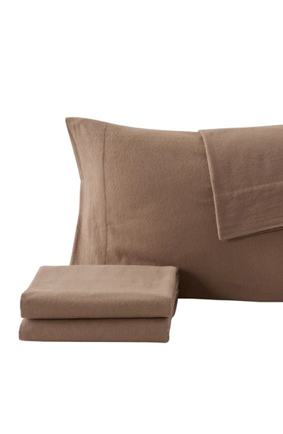 Woven & Weft Cotton Solid Flannel Sheet Set In Dark Taupe