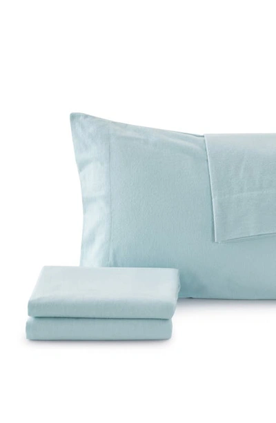 Woven & Weft Cotton Solid Flannel Sheet Set In Light Blue