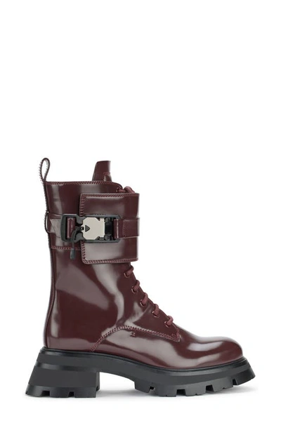 Dkny Lug Sole Combat Boot In Bordeaux