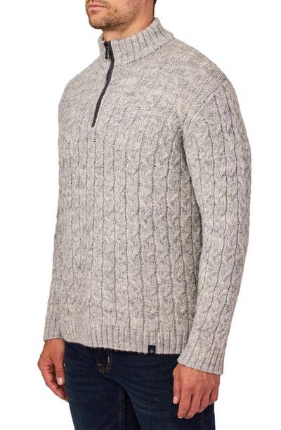 Shop Rainforest Mountain Range Cable Knit Quarter Zip Sweater In Grey