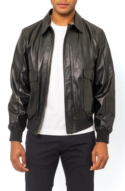 Shop Pino By Pinoporte Leather Bomber Jacket In Black