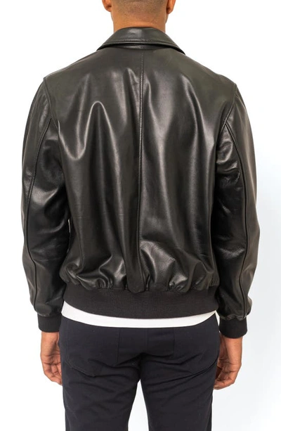 Shop Pino By Pinoporte Leather Bomber Jacket In Black