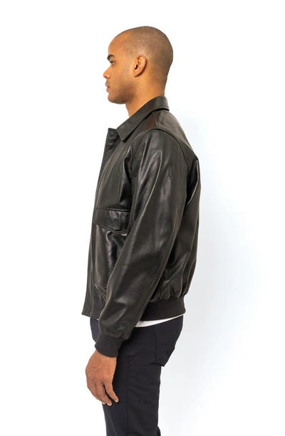 Shop Pino By Pinoporte Leather Bomber Jacket In Black