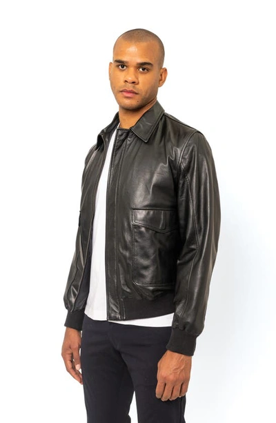 Pino By Pinoporte Leather Bomber Jacket In Black