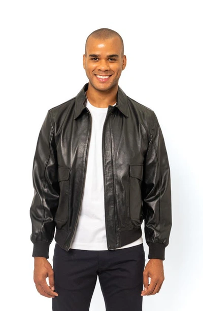 Pino By Pinoporte Leather Bomber Jacket In Black