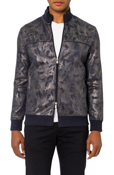 Shop Pino By Pinoporte Roberto Metallic Camo Track Jacket In Navy