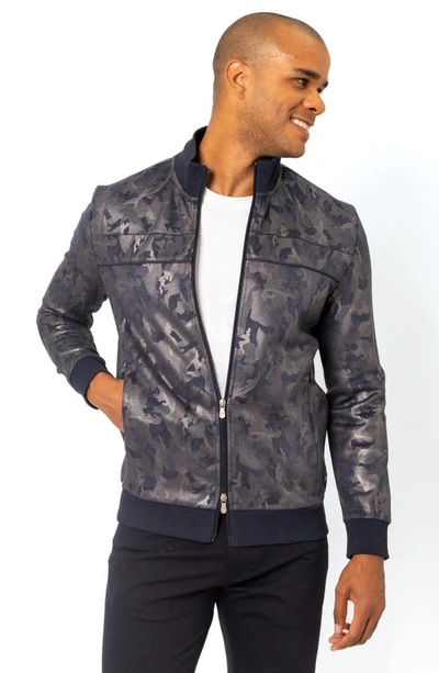 Shop Pino By Pinoporte Roberto Metallic Camo Track Jacket In Navy