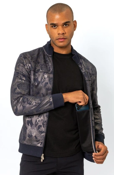 Pino By Pinoporte Roberto Metallic Camo Track Jacket In Navy