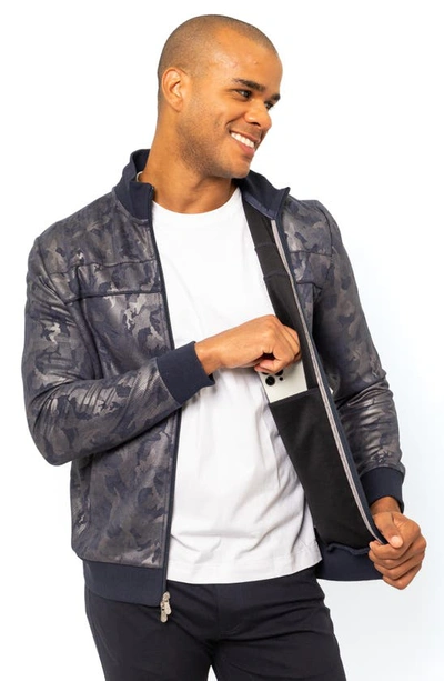 Pino By Pinoporte Roberto Metallic Camo Track Jacket In Navy