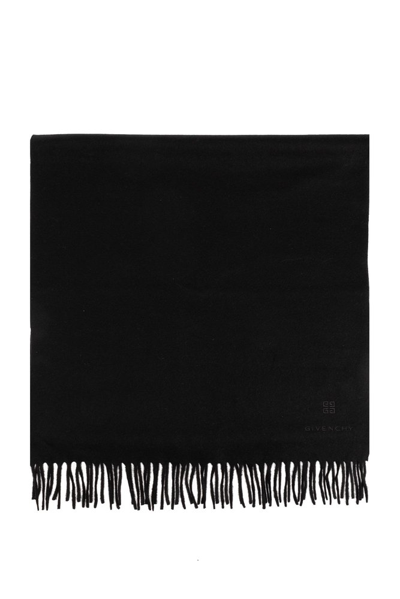 Shop Givenchy Wool Scarf With Logo In Black