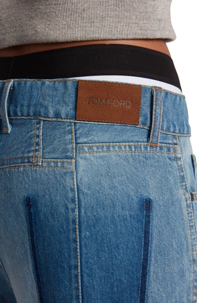 Shop Tom Ford Oversize Patchwork Wide Leg Jeans In Combo Blue Shades