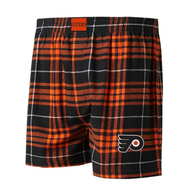 Shop Concepts Sport Black/orange Philadelphia Flyers Concord Flannel Boxers