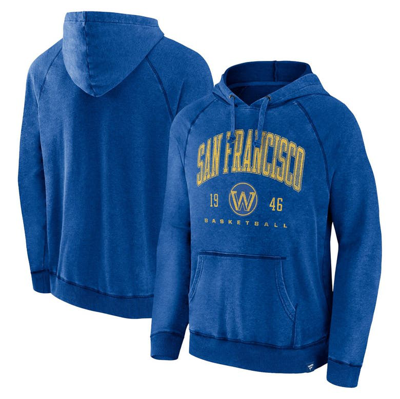 Shop Fanatics Branded Heather Royal Golden State Warriors Foul Trouble Snow Wash Raglan Pullover Hoodie