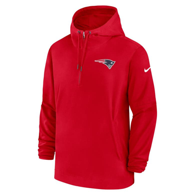Shop Nike Red New England Patriots Sideline Half-zip Hoodie