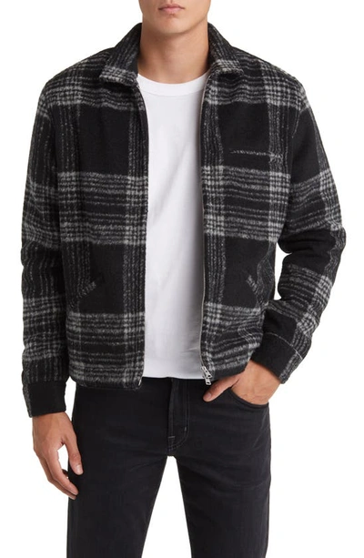 Shop Allsaints Phoenix Plaid Zip-up Shirt Jacket In Jet Black