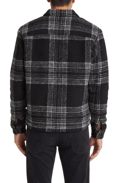 Shop Allsaints Phoenix Plaid Zip-up Shirt Jacket In Jet Black