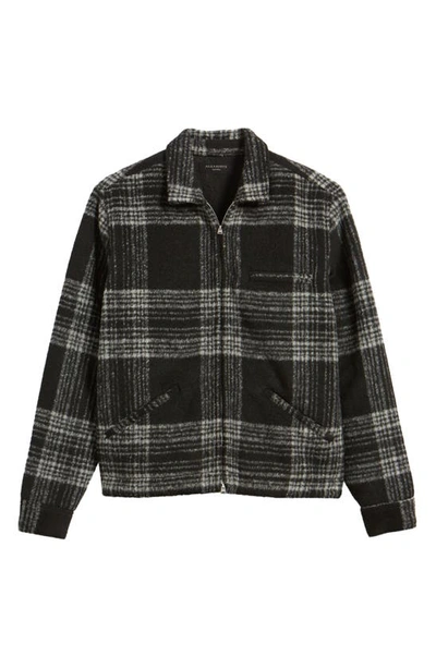 Shop Allsaints Phoenix Plaid Zip-up Shirt Jacket In Jet Black
