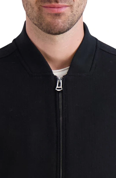 Shop Cole Haan Wool Blend Bomber Jacket In Black