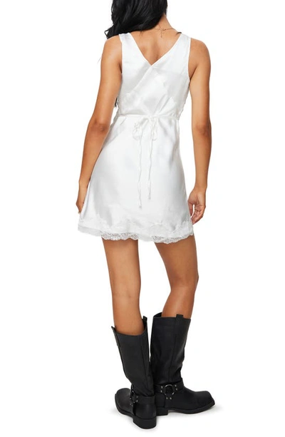 Princess Polly Athenia Lace Trim Satin Minidress In White