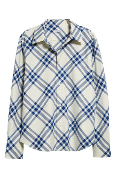 Shop Burberry Relaxed Fit Check Cotton Button-up Shirt In Salt Ip Check