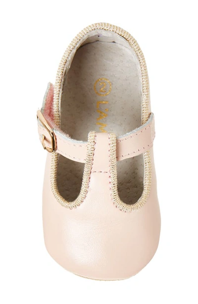 L'amour Evie T-strap Crib Shoe In Pink