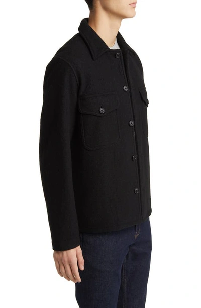 Shop Buck Mason Felted Merino Wool Field Shirt In Black