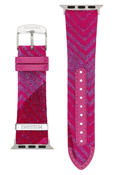Shop Missoni Multicolor Authentic Zigzag Textile Apple Watch® Watchband, 22mm/24mm In Multicolor Pink
