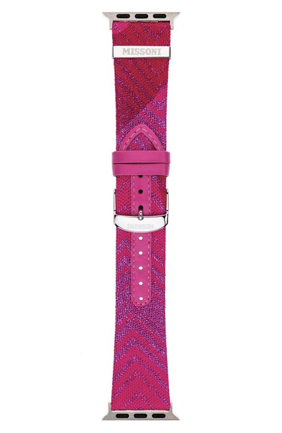 Shop Missoni Multicolor Authentic Zigzag Textile Apple Watch® Watchband, 22mm/24mm In Multicolor Pink