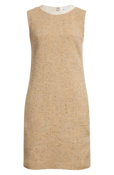 St John Gingham Eyelash Tweed Dress In Light Sand