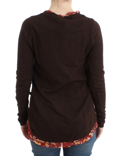 Shop Cavalli Chic Crewneck Silk-appliqué Women's Sweater In Brown