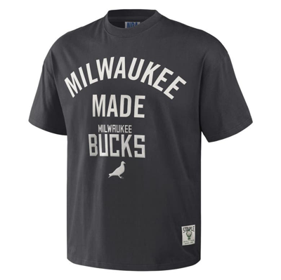 Shop Staple Nba X  Anthracite Milwaukee Bucks Heavyweight Oversized T-shirt