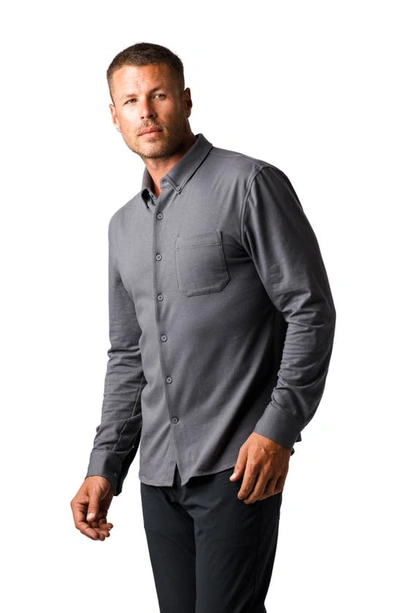 Shop Western Rise X Performance Cotton Blend Button-down Shirt In Concrete