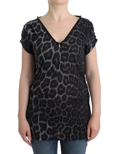 Shop Cavalli Sultry Leopard V-neck Modal Women's Top In Gray