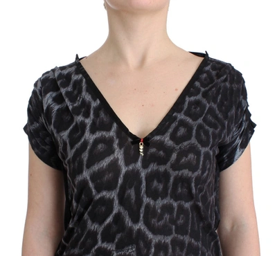 Shop Cavalli Sultry Leopard V-neck Modal Women's Top In Gray