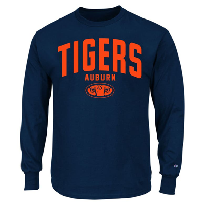 Shop Champion Navy Auburn Tigers Big & Tall Arch Long Sleeve T-shirt