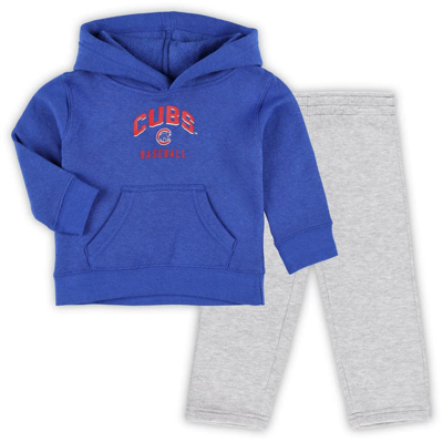 Shop Outerstuff Infant Royal/heather Gray Chicago Cubs Play By Play Pullover Hoodie & Pants Set