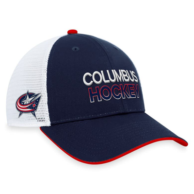Shop Fanatics Branded  Navy Columbus Blue Jackets Authentic Pro Rink Trucker Adjustable Hat